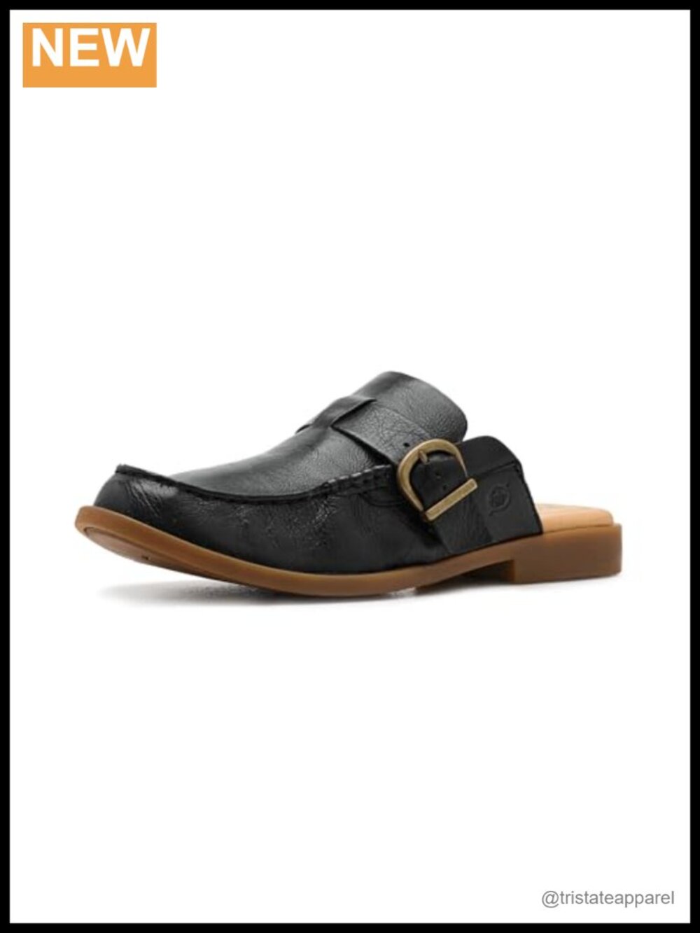 BORN Women's Meg Mules Leather Closed Toe Block Heel Slip-On